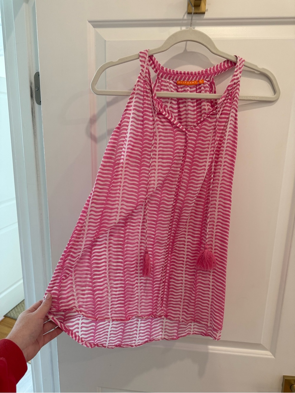 Oliphant Pink Wave-Print Tassel Camisole
